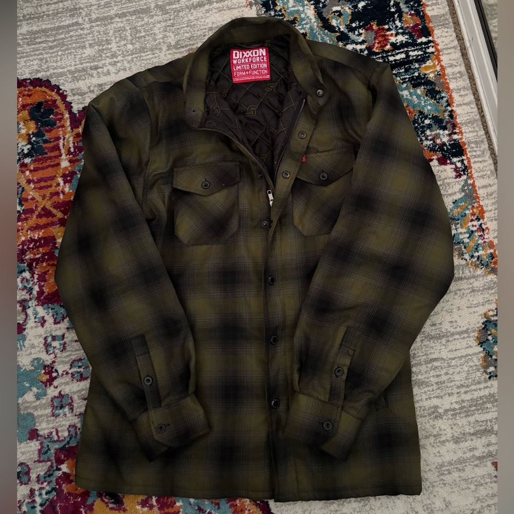 DIXXON Olive Green & Black Plaid Men's Shacket
